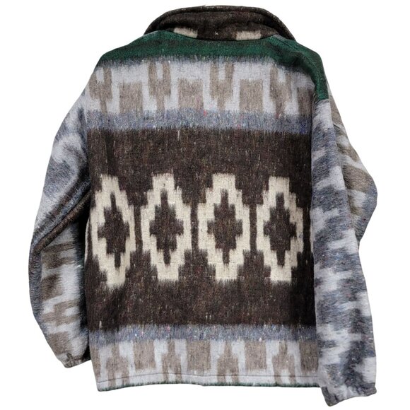 Molina Indian Drawin Southwestern Aztec Zip Up Fleece/Felted Jacket Vintage - Picture 2 of 12